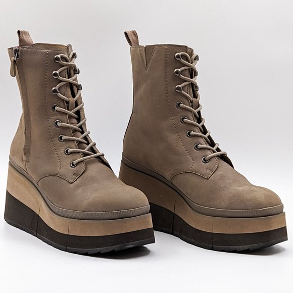 Naked Feet Shoes - NakedFeet Women Burnout Sparrow Platform Combat Leather Boots size 8.5